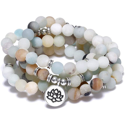 Amazon Stone Tiger Eye Stone Bracelet Necklace 108 Buddha Beads Lotus
