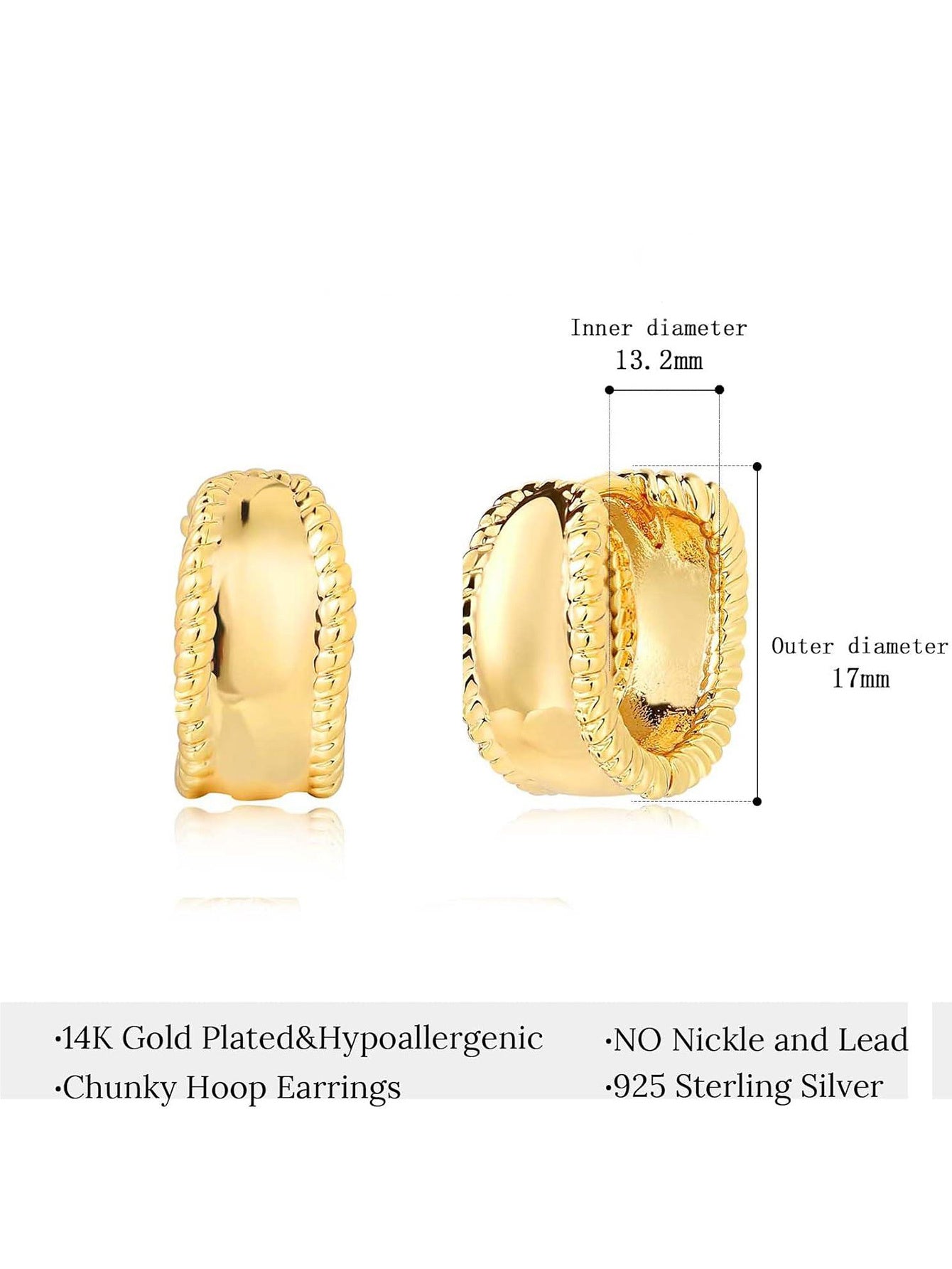 Elegant Lxalry Liquid Metal Fusion Stud Set 14K Gold Silver Prism