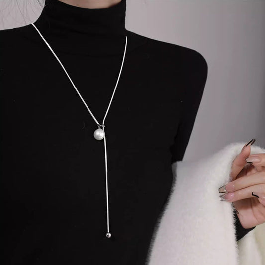 Ins Round Ball Ring Long Necklace Fashion Personality Temperament