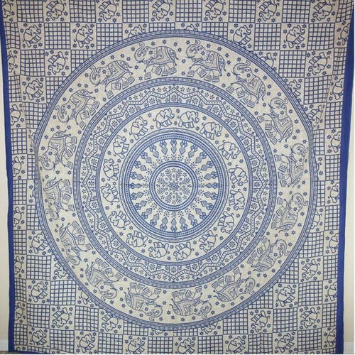 Blue Baby Elephant Chakra Mandala Tapestry