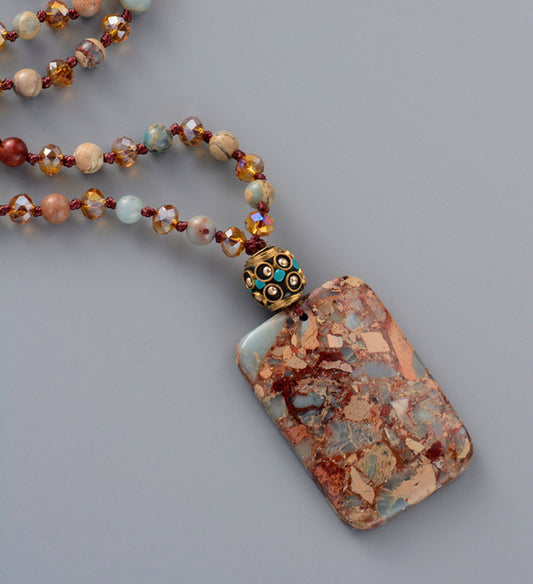 Bohemia Necklaces Natural Stones Crystal with Semi
