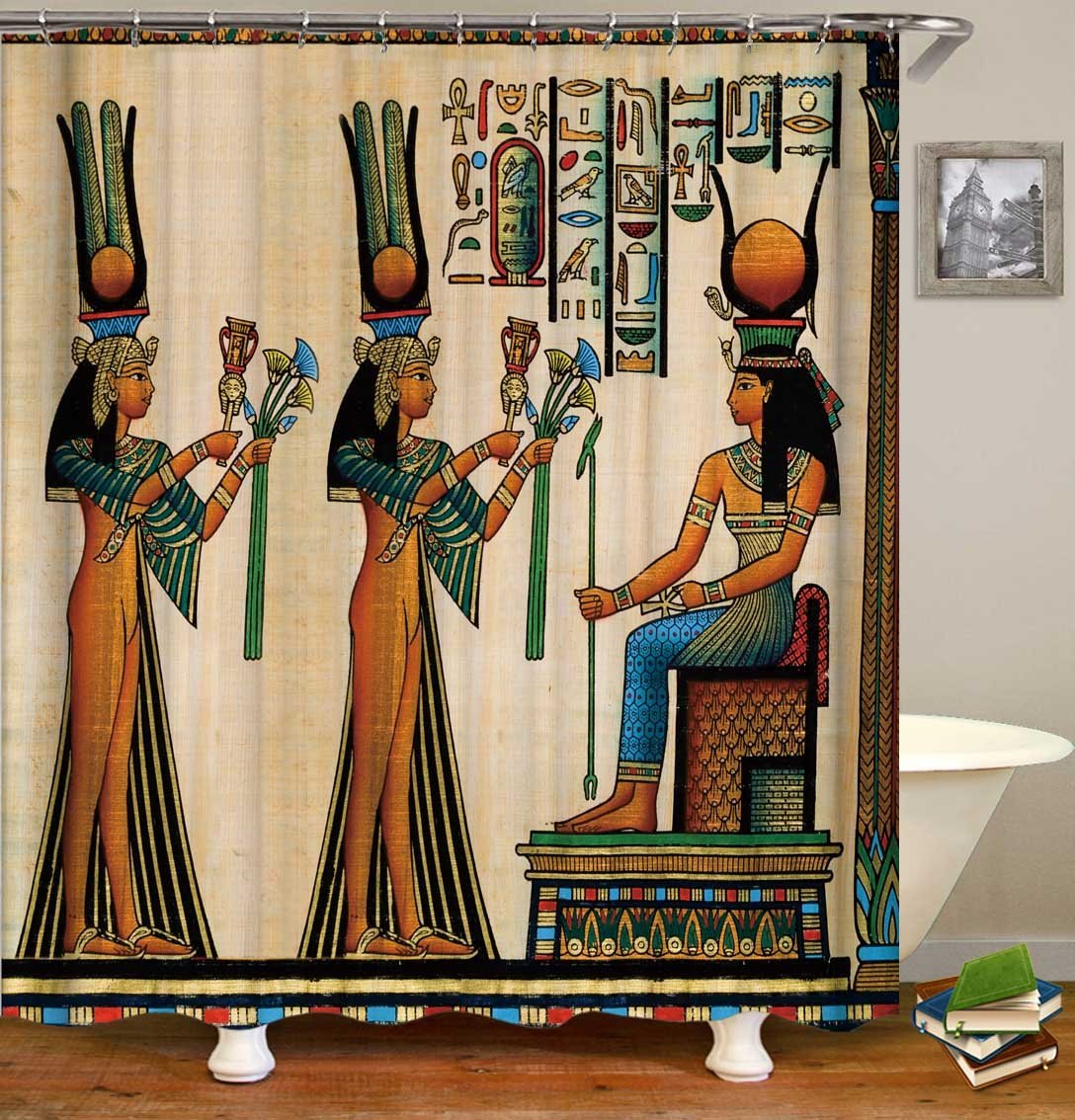 Egyptian Princess Colorful Painting Shower Curtain