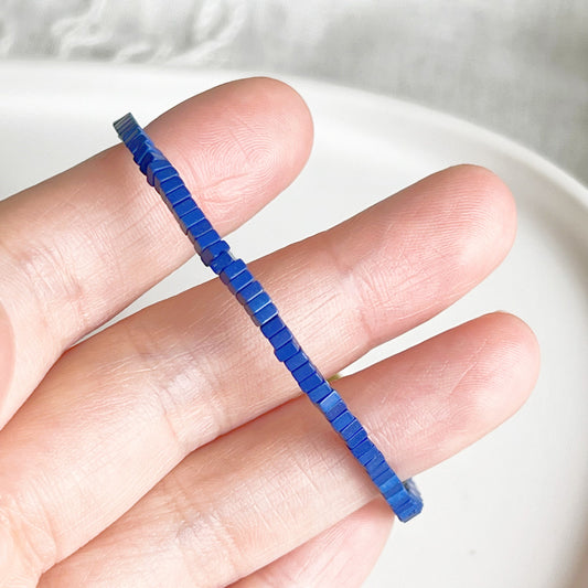 Natural Lapis lazuli Square Beaded Bracelet