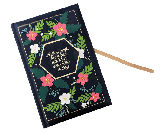A Five Year Journal Written One Line A Day (Navy Floral)