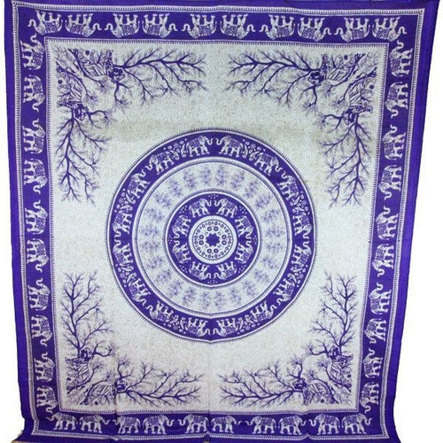 Purple Tigers & Elephants Majestic Beasts Tapestry