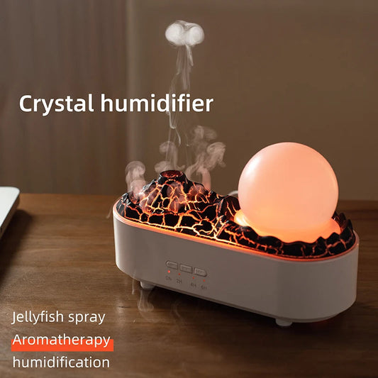 Lava Volcano Humidifier USB Aroma Diffuser with Flame Lamp Mini