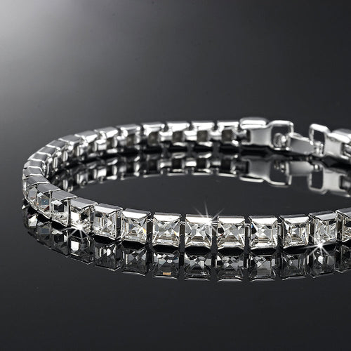Quality Rhodium Plated Tennis Bracelet Made with SWAROVSKI® Crystals -
