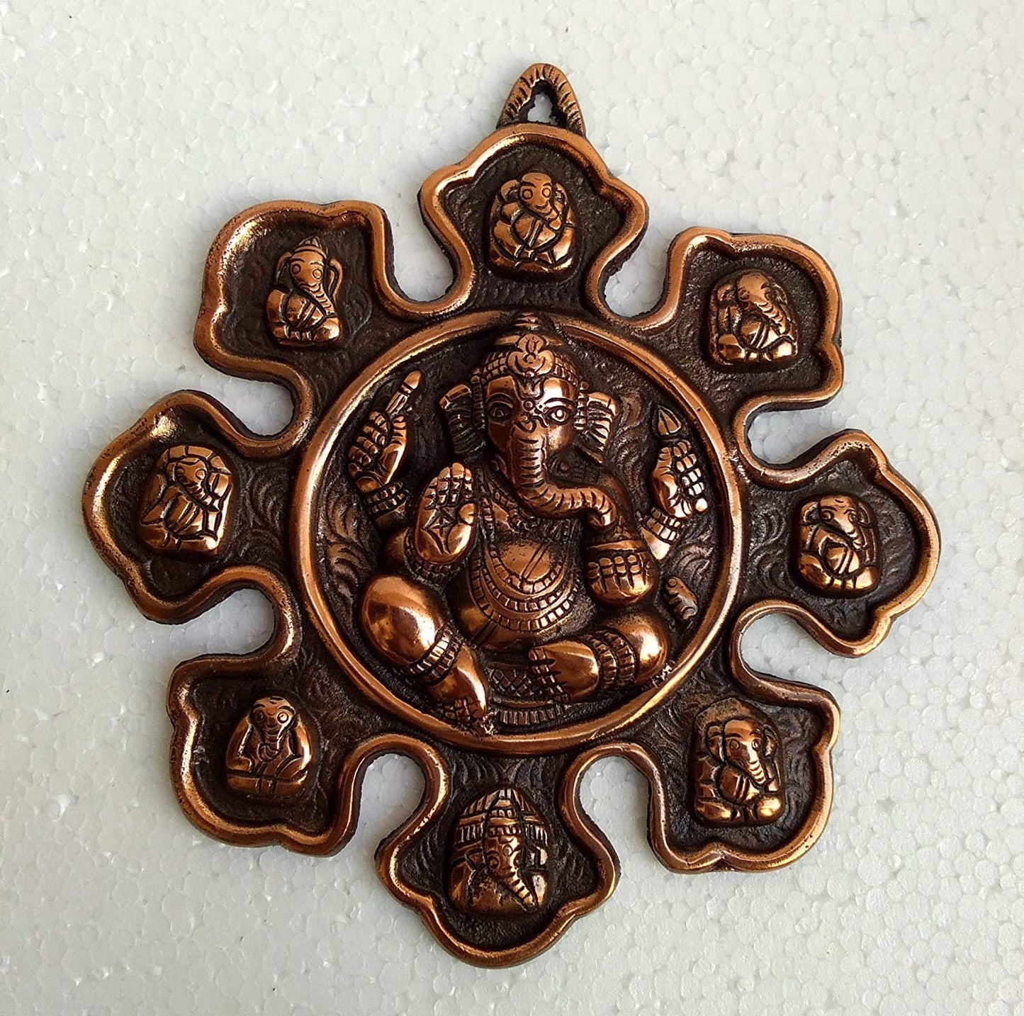 9 Mukhi Hindu Lord Ganesha Metal Wall Hanging, God Ganesh Idol