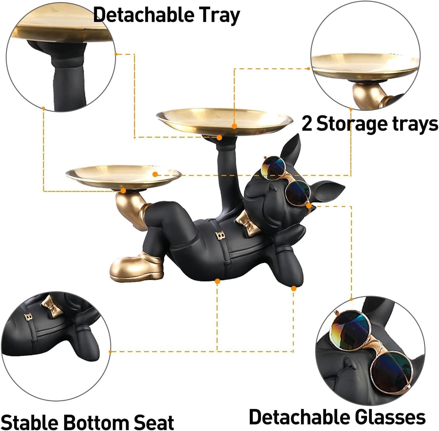 Decoration Cool Dog Showpiece with Plate for Home Decor Item