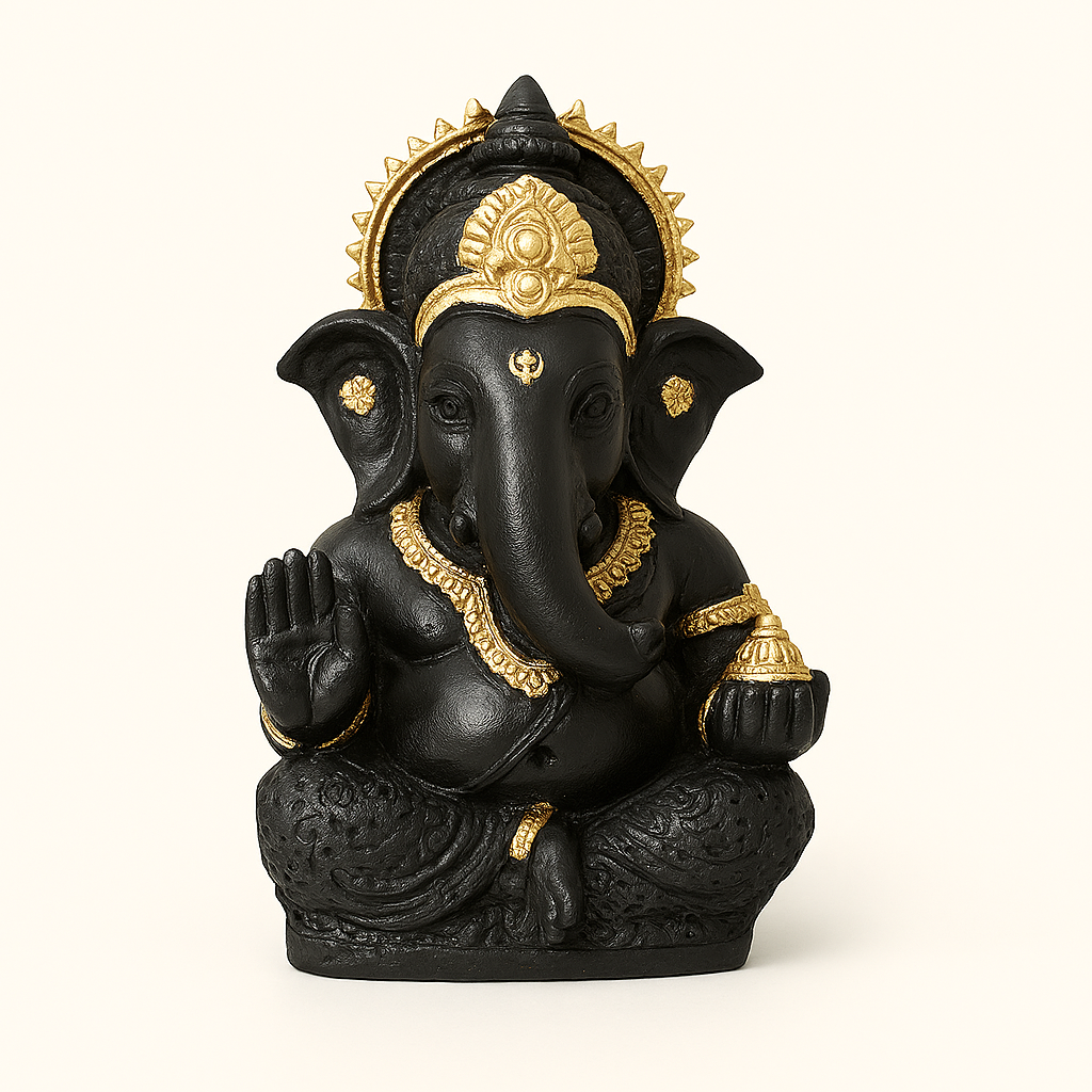 Black & Gold Lord Ganesha Statue โ Elegant Spiritual Home Decor