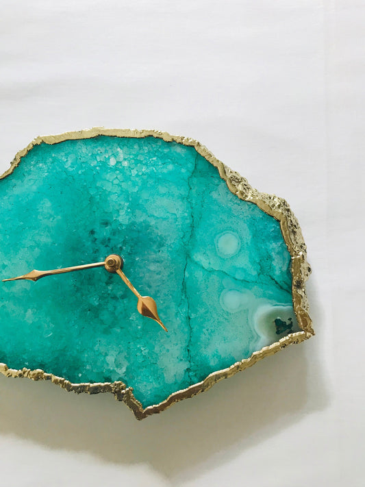 Aqua Agate Large Wall Clock/Desk Clock/Personalised Momento