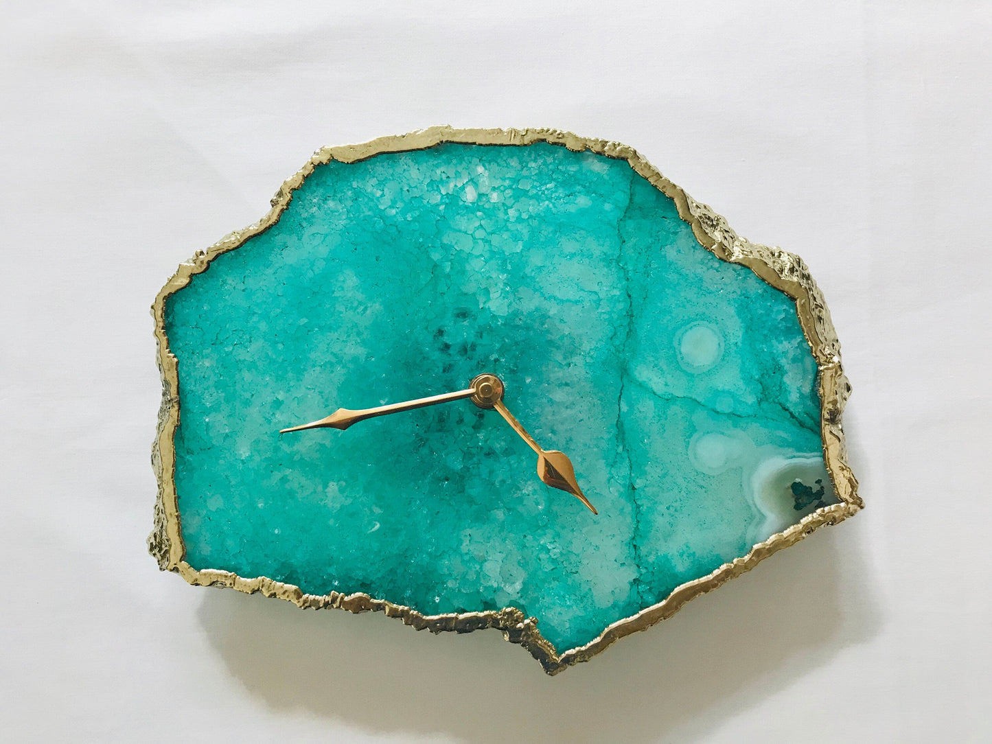Aqua Agate Large Wall Clock/Desk Clock/Personalised Momento
