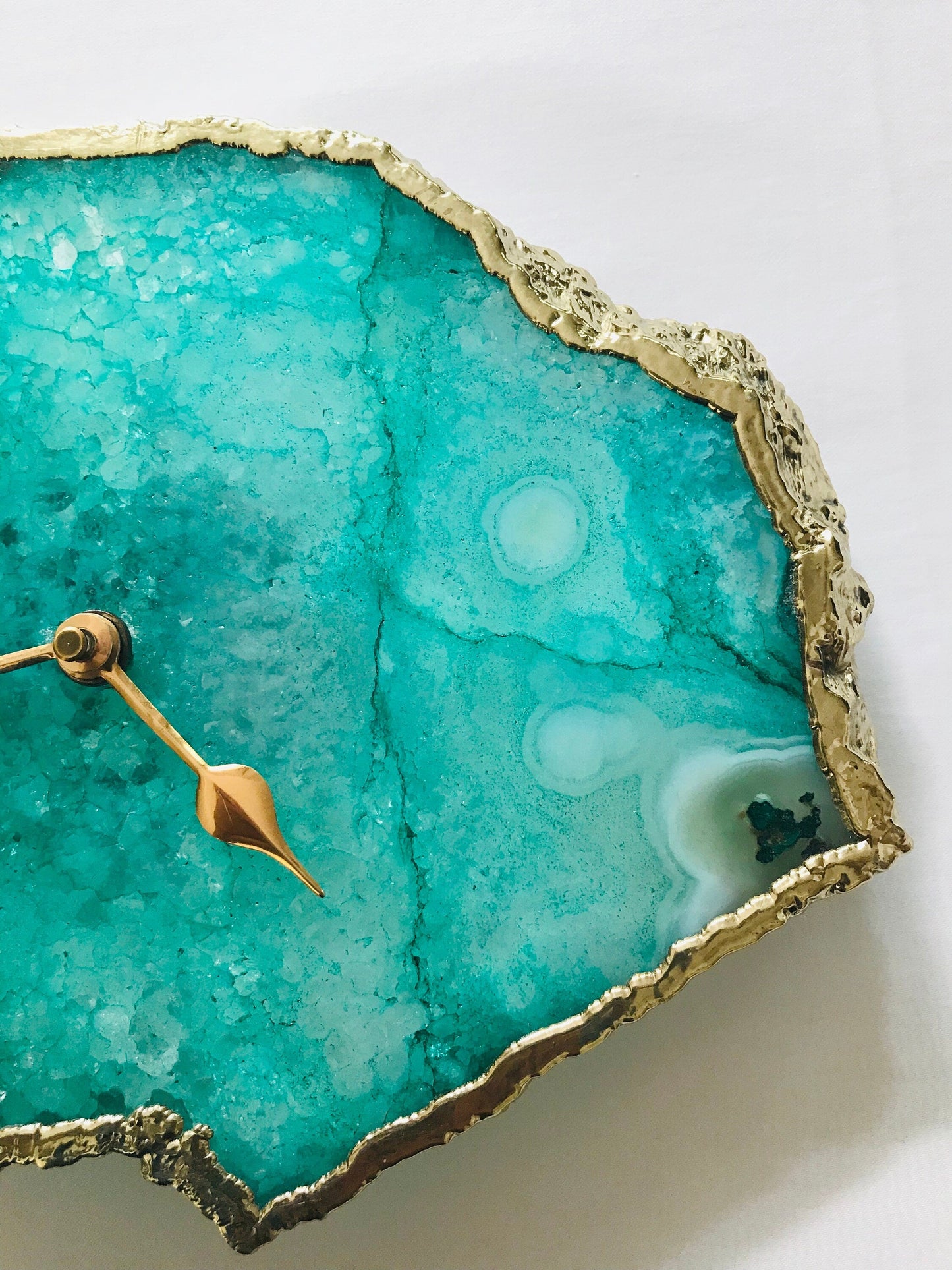 Aqua Agate Large Wall Clock/Desk Clock/Personalised Momento
