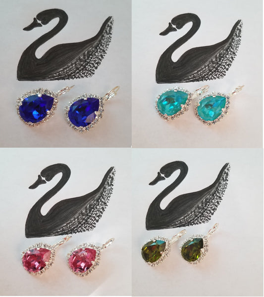Swarovski Crystal Pear Shaped Statement Earrings, Bridal/Bridesmaid