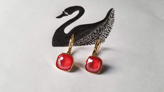 Swarovski Crystal Square Shaped Statement Earrings