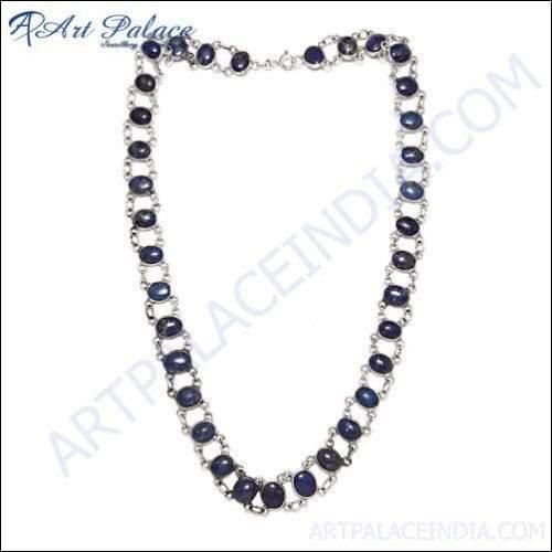 Lapis Lazuli Silver Necklace - Elegant Gemstone Jewelry