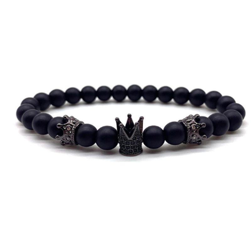 Beaded 2020 bracelet fashion men's crown 8mm tiger eye stone beads