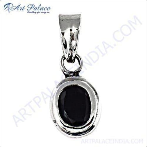High-Quality Black Onyx Gemstone Silver Pendant - Elegant Jewelry