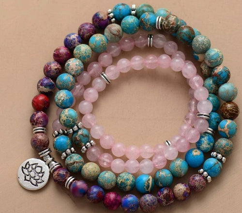 Amazon Stone Tiger Eye Stone Bracelet Necklace 108 Buddha Beads Lotus