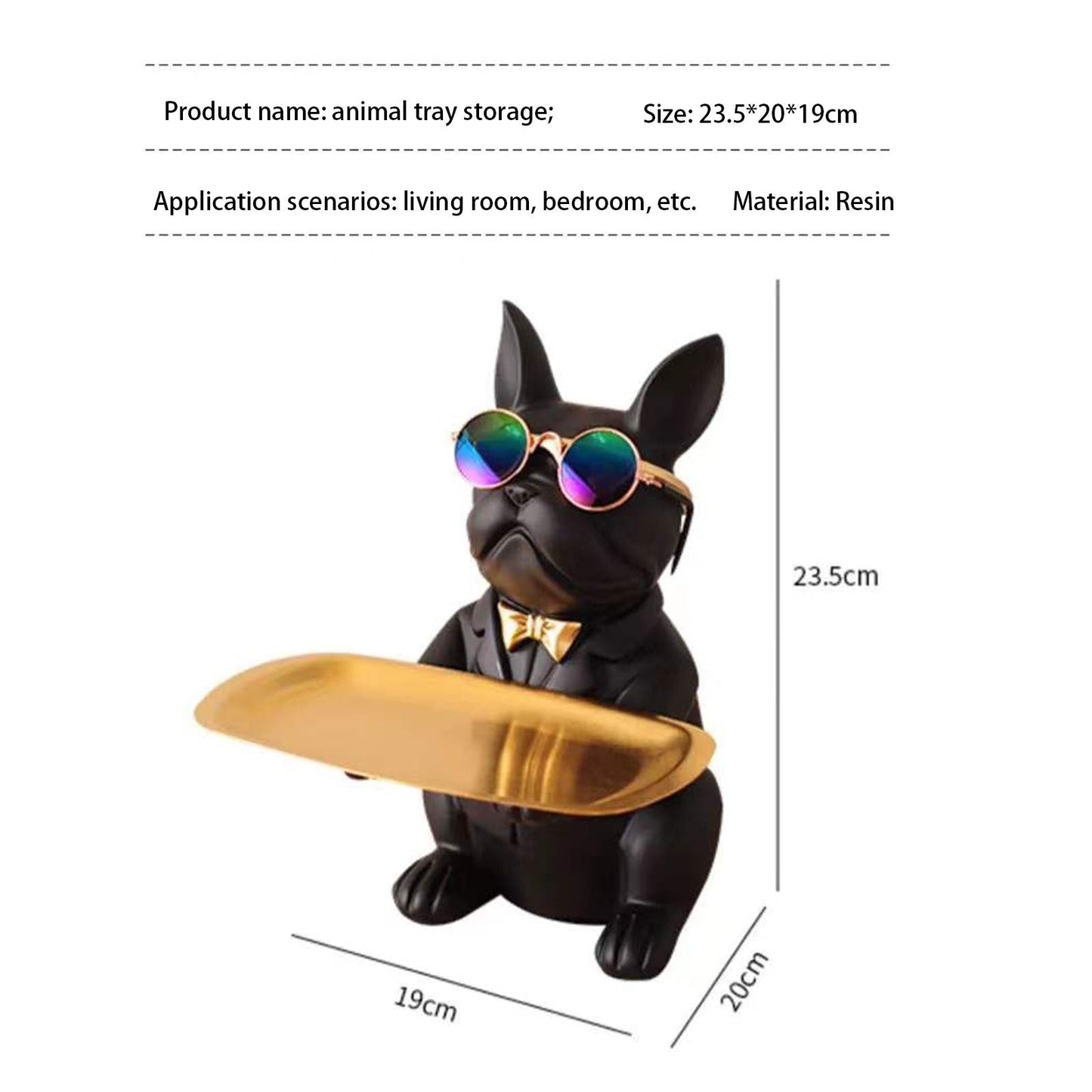 French Bulldog Statue Home Decoration, Cute Dog Statue With Tray