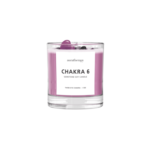 Chakra 6 Amethyst & Tourmaline Gemstone Candle