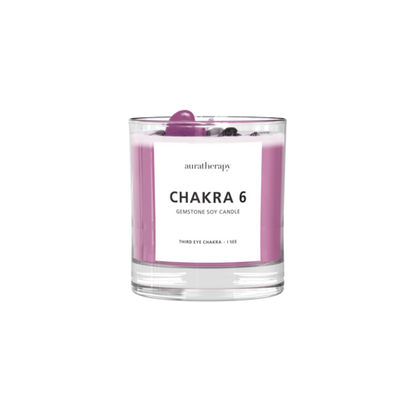 Chakra 6 Amethyst & Tourmaline Gemstone Candle