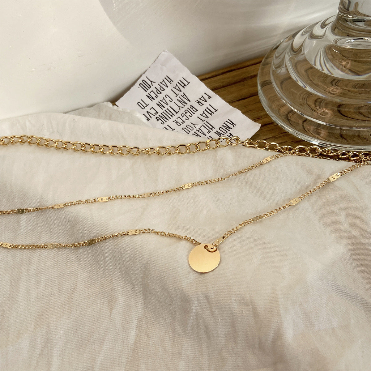 Women's Multilayer Necklace Ins Fashion Disc Pendant Clavicle Necklace