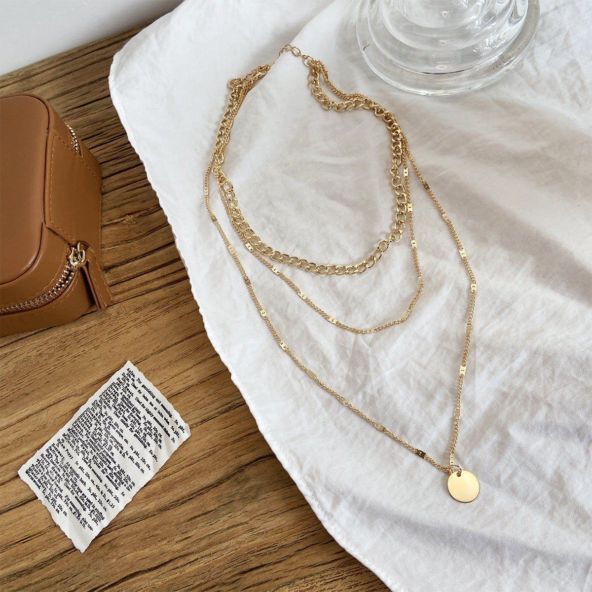 Women's Multilayer Necklace Ins Fashion Disc Pendant Clavicle Necklace