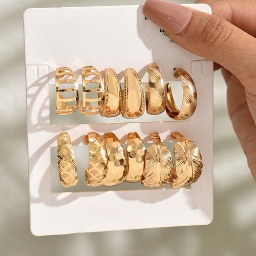 Elegant Lxalry Liquid Metal Fusion Stud Set 14K Gold Silver Prism