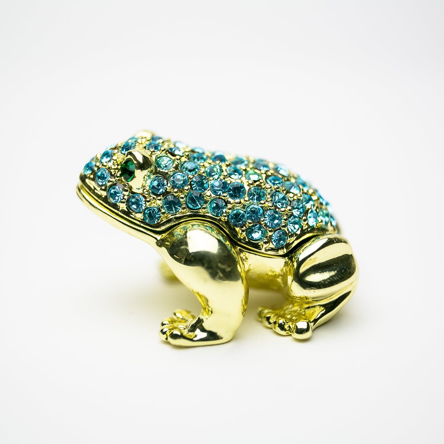 Gold Frog Decorated with Blue Crystals