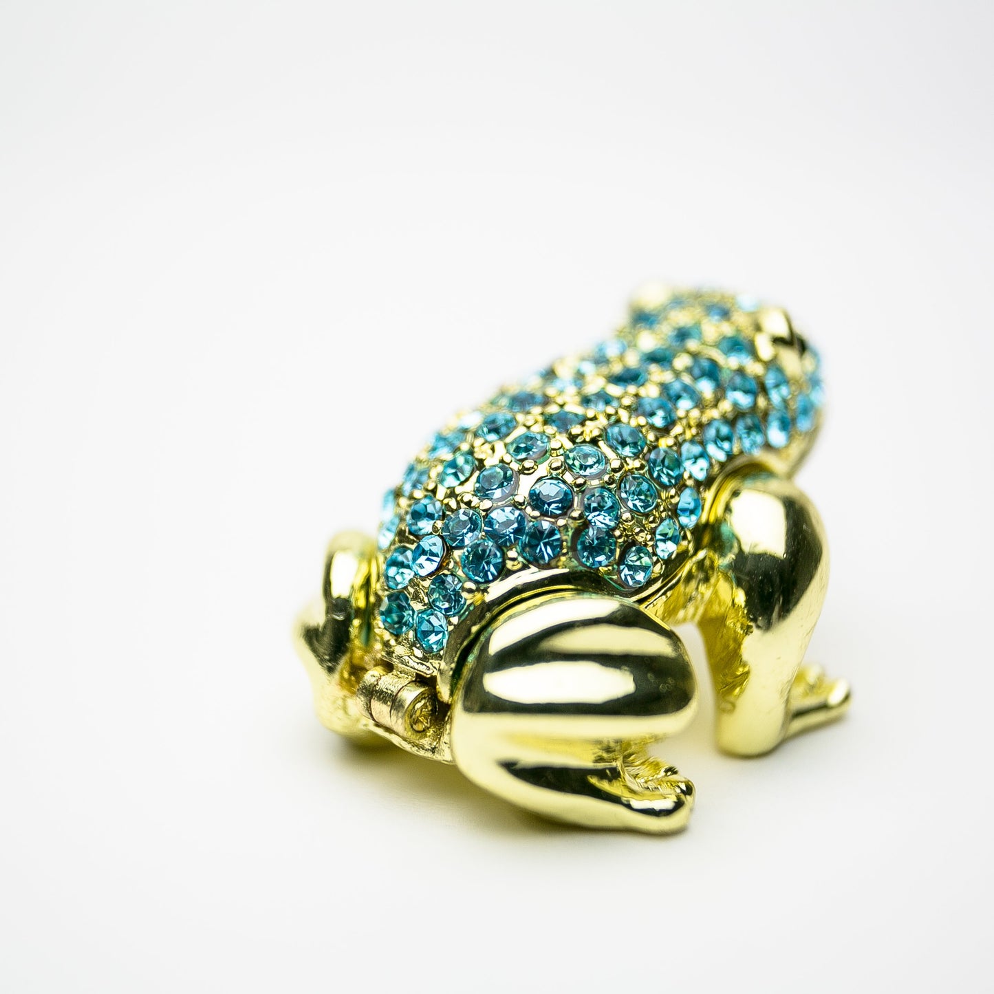 Gold Frog Decorated with Blue Crystals
