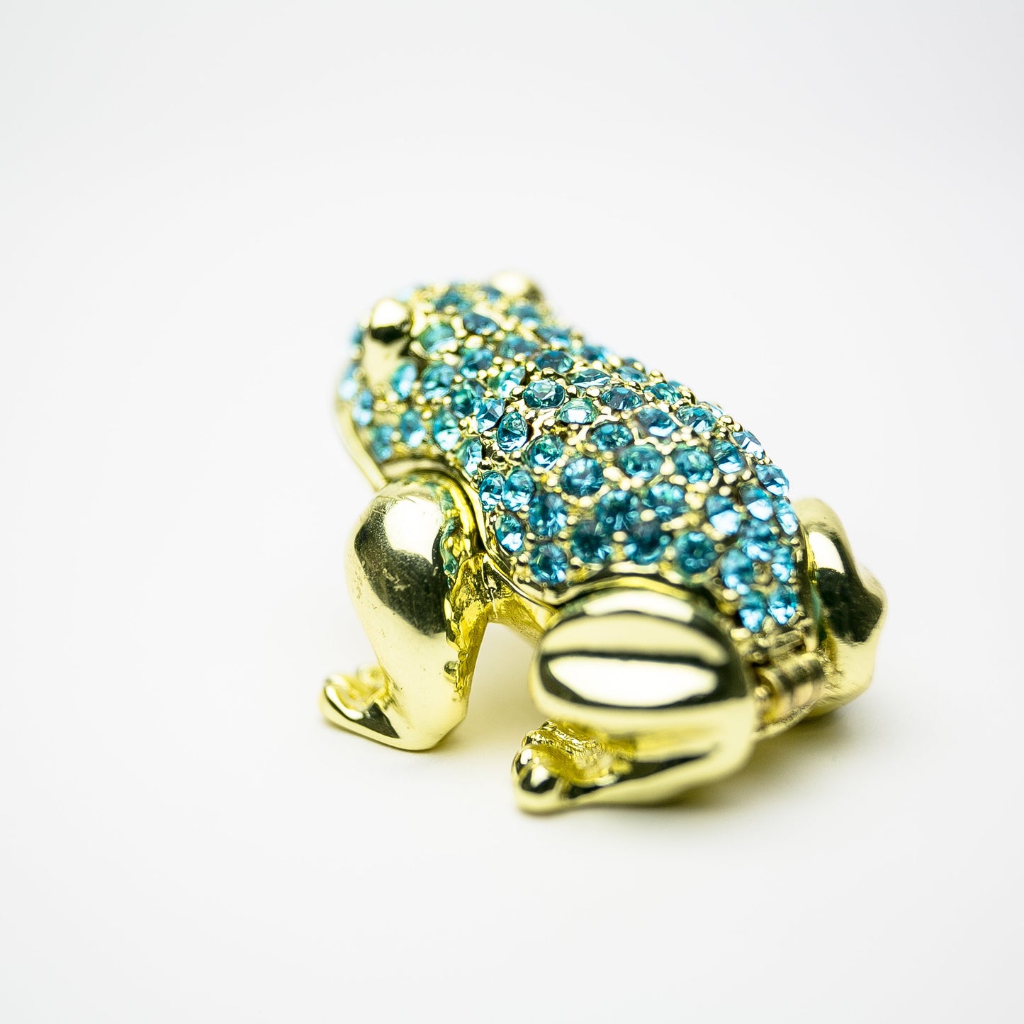 Gold Frog Decorated with Blue Crystals