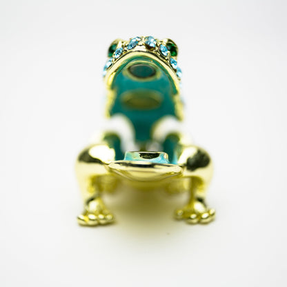 Gold Frog Decorated with Blue Crystals