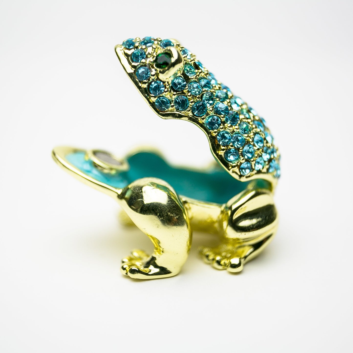 Gold Frog Decorated with Blue Crystals