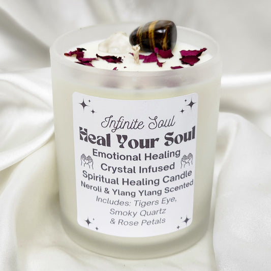 Heal your Soul: Emotional Healing Crystal Infused Candle -  Neroli &