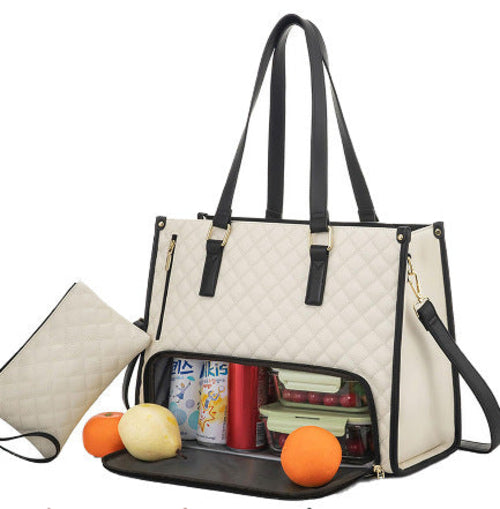 Elegant 2-in-1 Women’s Tote Bag with Insulated Lunch Compartment