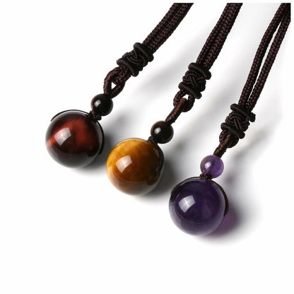 Fashion 16mm Natural Obsidian Pendant Amethyst Necklace For Men And