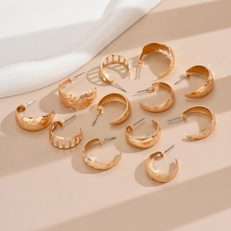 Elegant Lxalry Liquid Metal Fusion Stud Set 14K Gold Silver Prism