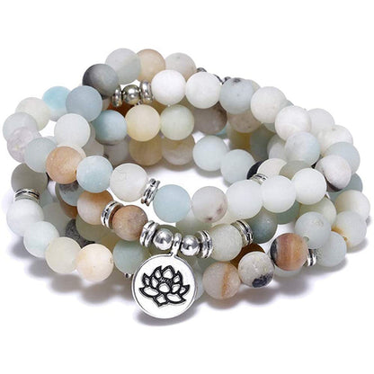 Amazon Stone Tiger Eye Stone Bracelet Necklace 108 Buddha Beads Lotus
