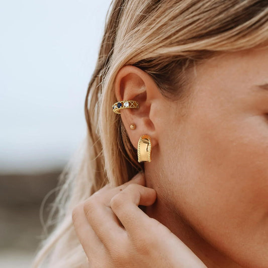 Elegant Lxalry Liquid Metal Fusion Stud Set 14K Gold Silver Prism
