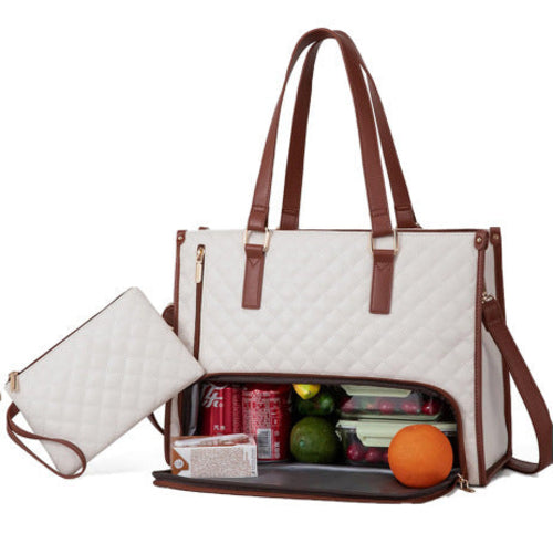 Elegant 2-in-1 Women’s Tote Bag with Insulated Lunch Compartment