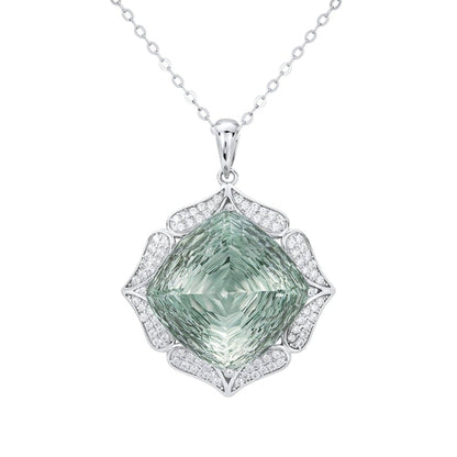 Luxury Sweater Chain Femininity S925 Silver Set Large Natural Green