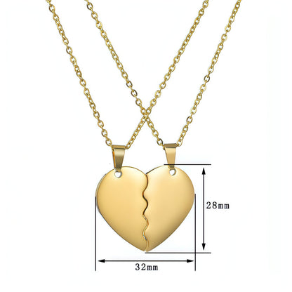 💞 Couple Heart Puzzle Necklace – Two Halves, One Love