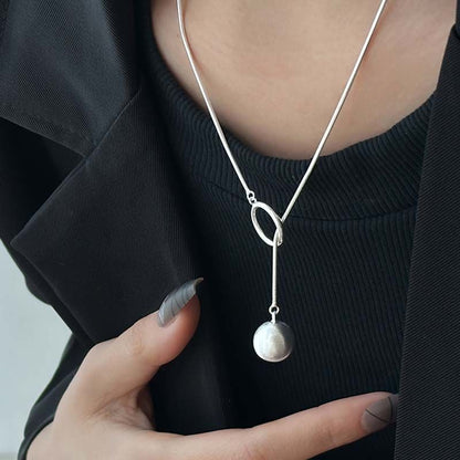 Ins Round Ball Ring Long Necklace Fashion Personality Temperament