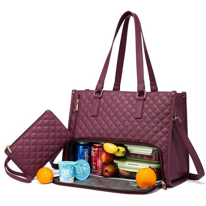 Elegant 2-in-1 Women’s Tote Bag with Insulated Lunch Compartment