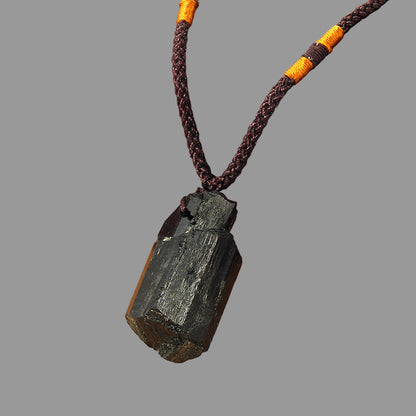 Natural Black Stone Pendant Necklace