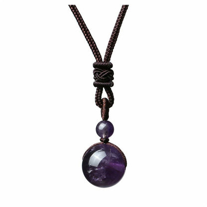 Fashion 16mm Natural Obsidian Pendant Amethyst Necklace For Men And