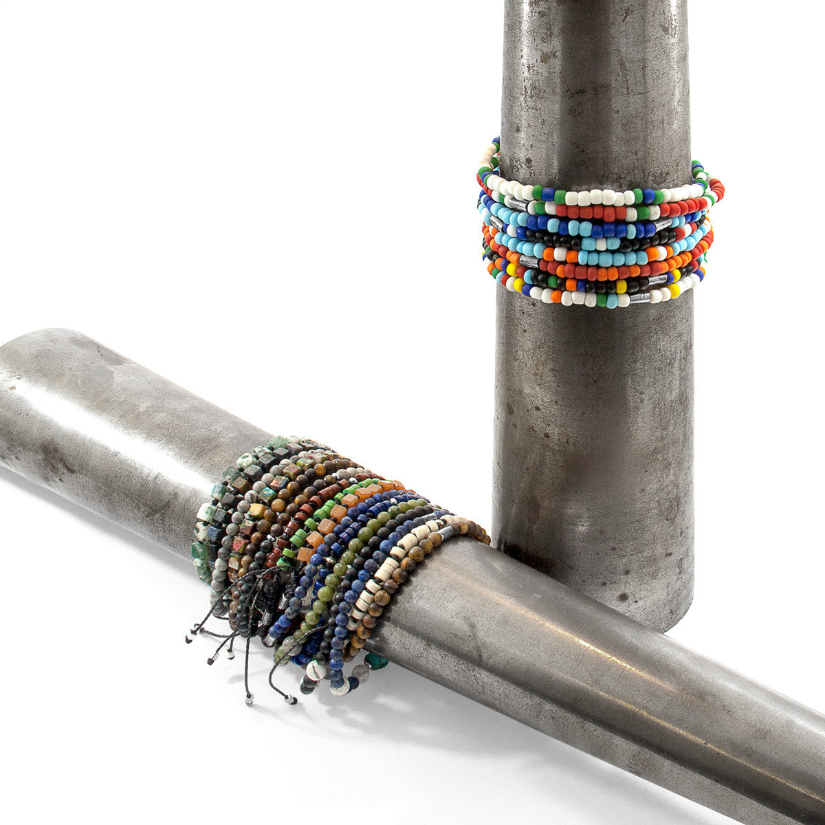 White Turquoise Percy Silver and Stone SKINNY Macrame Bracelet