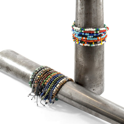 White Turquoise Percy Silver and Stone SKINNY Macrame Bracelet