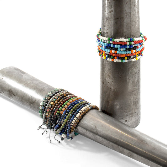 White Turquoise Percy Silver and Stone SKINNY Macrame Bracelet